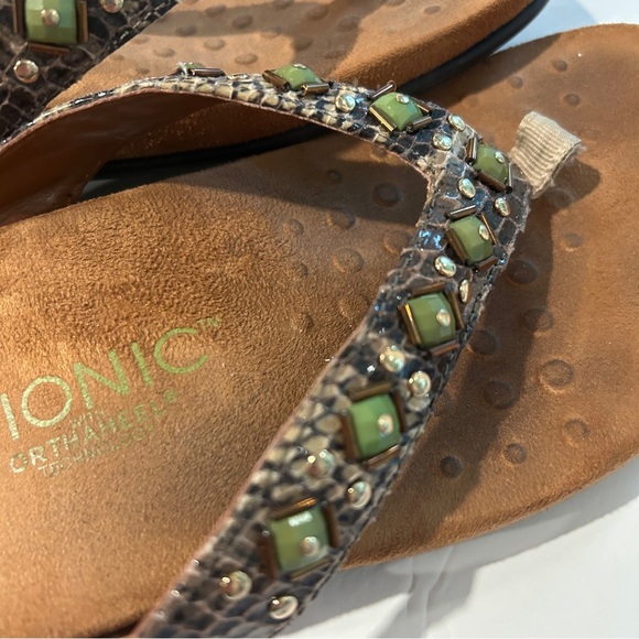 VIONIC Women Florianna Sandal, Sz 8 Cork Beaded Flip Flops - Picture 6 of 8